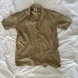 Dickies Khaki Short Sleeve Button-Up Shirt